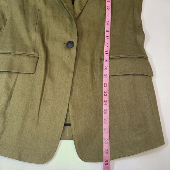 Rag & Bone Olive Army Green  Linen Blend Blazer Classic Women Size 4 - Picture 9 of 13